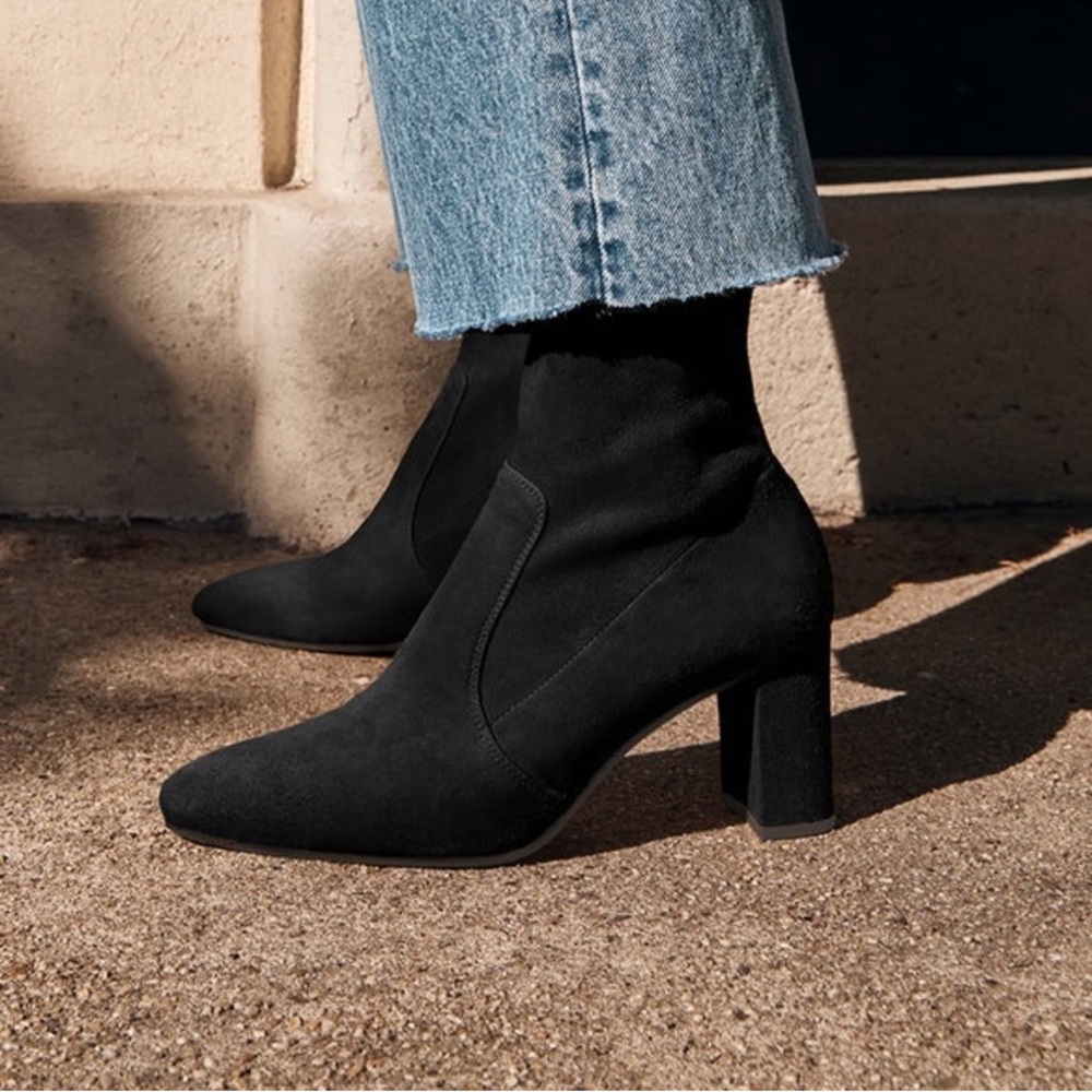 NWOB INEZ Paz 70 Ankle Boots Black Suede Zip Up US 9.5 - Picture 2 of 13